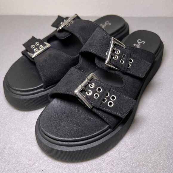 Seychelles Buckle Platform Sandals Women’s Sz 10 Black Anthropologie READ - Picture 1 of 11